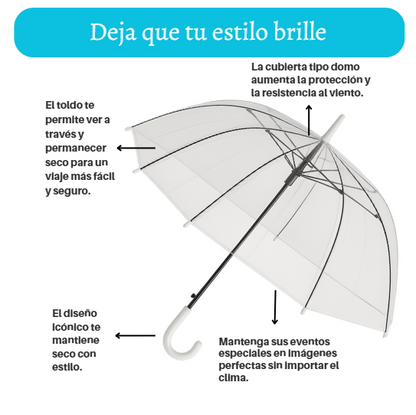 Paraguas Transparente Tipo Hongo